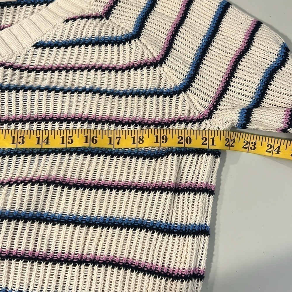 LOFT Cotton V Neck Sweater Beige with stripes Size XL - Picture 6 of 9